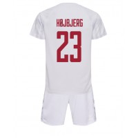 Koszulka piłkarska Dania Pierre-Emile Hojbjerg #23 Strój wyjazdowy dla dzieci MŚ 2022 tanio Krótki Rękaw (+ Krótkie spodenki)